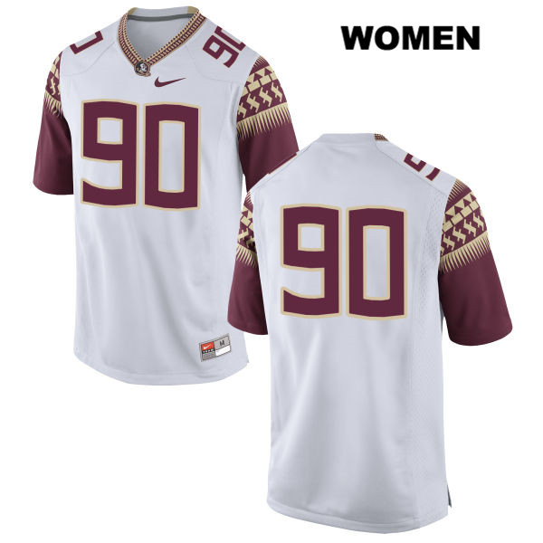 Women's NCAA Nike Florida State Seminoles #90 Demarcus Christmas College No Name White Stitched Authentic Football Jersey OBO3769ZY